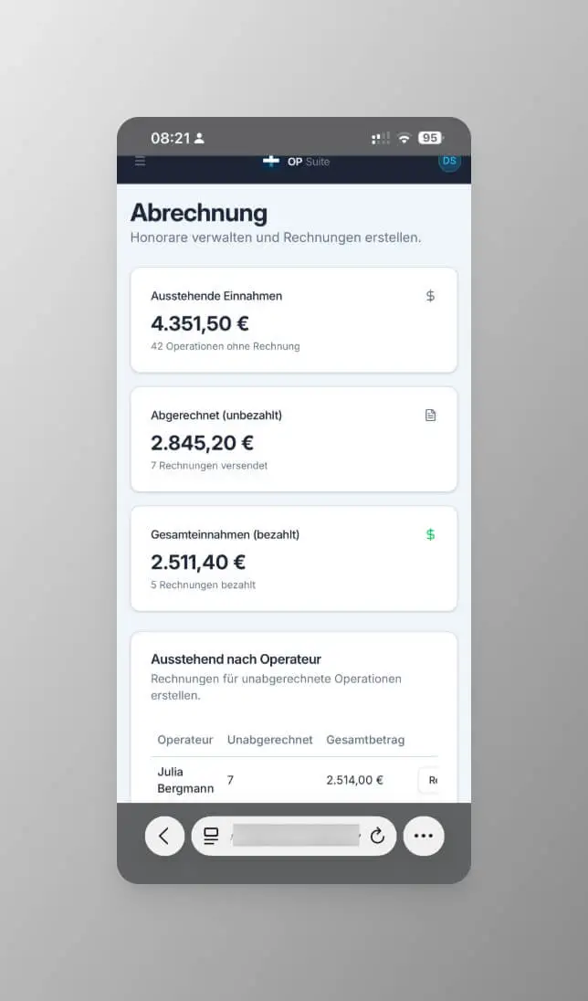 Abrechnung auf dem Smartphone